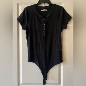 Abercrombie & Fitch Black Short Sleeve Bodysuit Womens XL